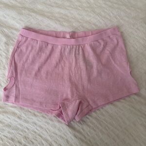 SKIMS Worn In Micro Shorts in Baby Pink size S